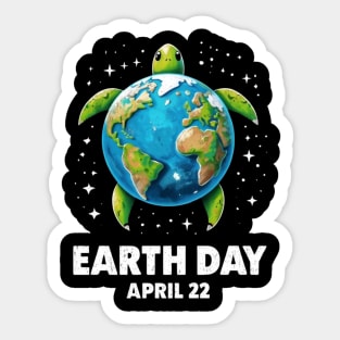 Earth Day 2025 Restore Earth Sea Turtle Art Save the Planet Sticker
